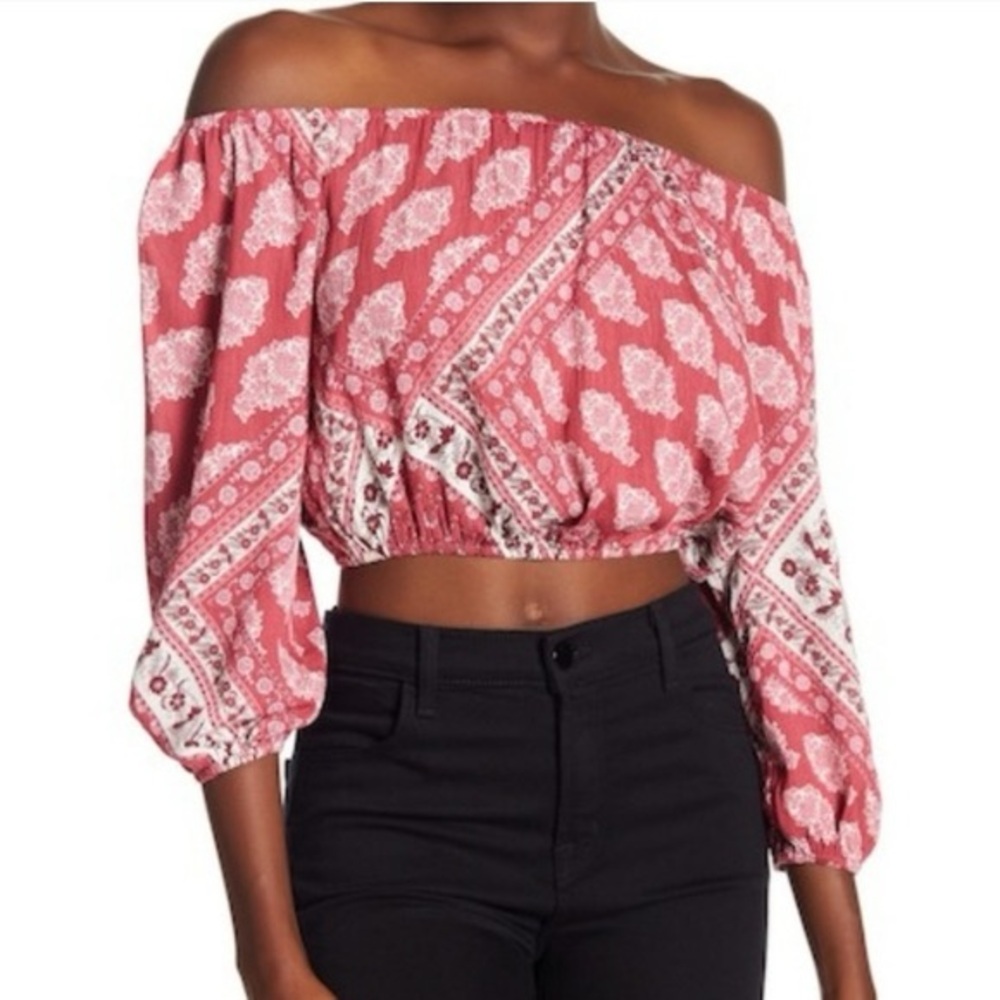 Show Me Your Mumu Lima Scrunch Cropped Top in Paisley-Size S